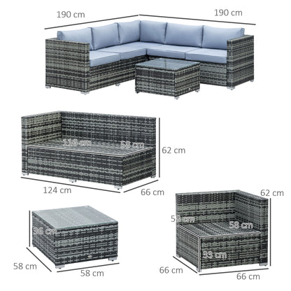 Kabaco Faux Rattan Grey 4 Piece Outdoor Sofa Set With Cushions