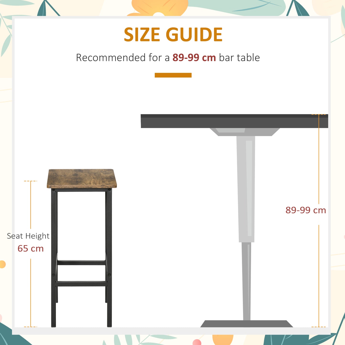 Latzse Set Of 2 Rustic Brown Industrial Counter H8 Bar Stools With Footrest