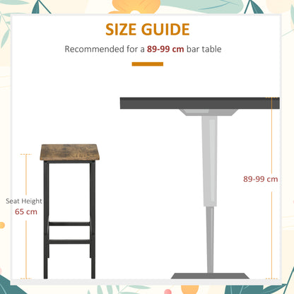 Latzse Set Of 2 Rustic Brown Industrial Counter H8 Bar Stools With Footrest