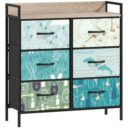 Sambo Wooden Blue 6 Drawer Storage Chest