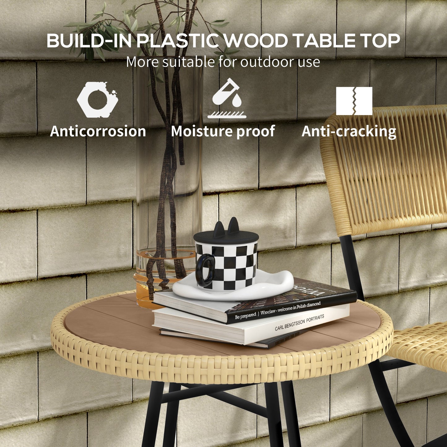 Mana Natural Rattan Outdoor Garden Bistro Table