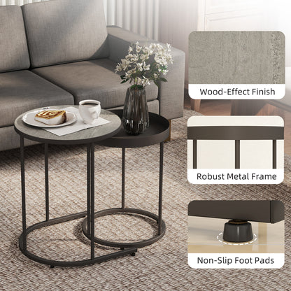 Midoli Set of 2 Metal And Wood Grey Industrial Nesting Tables