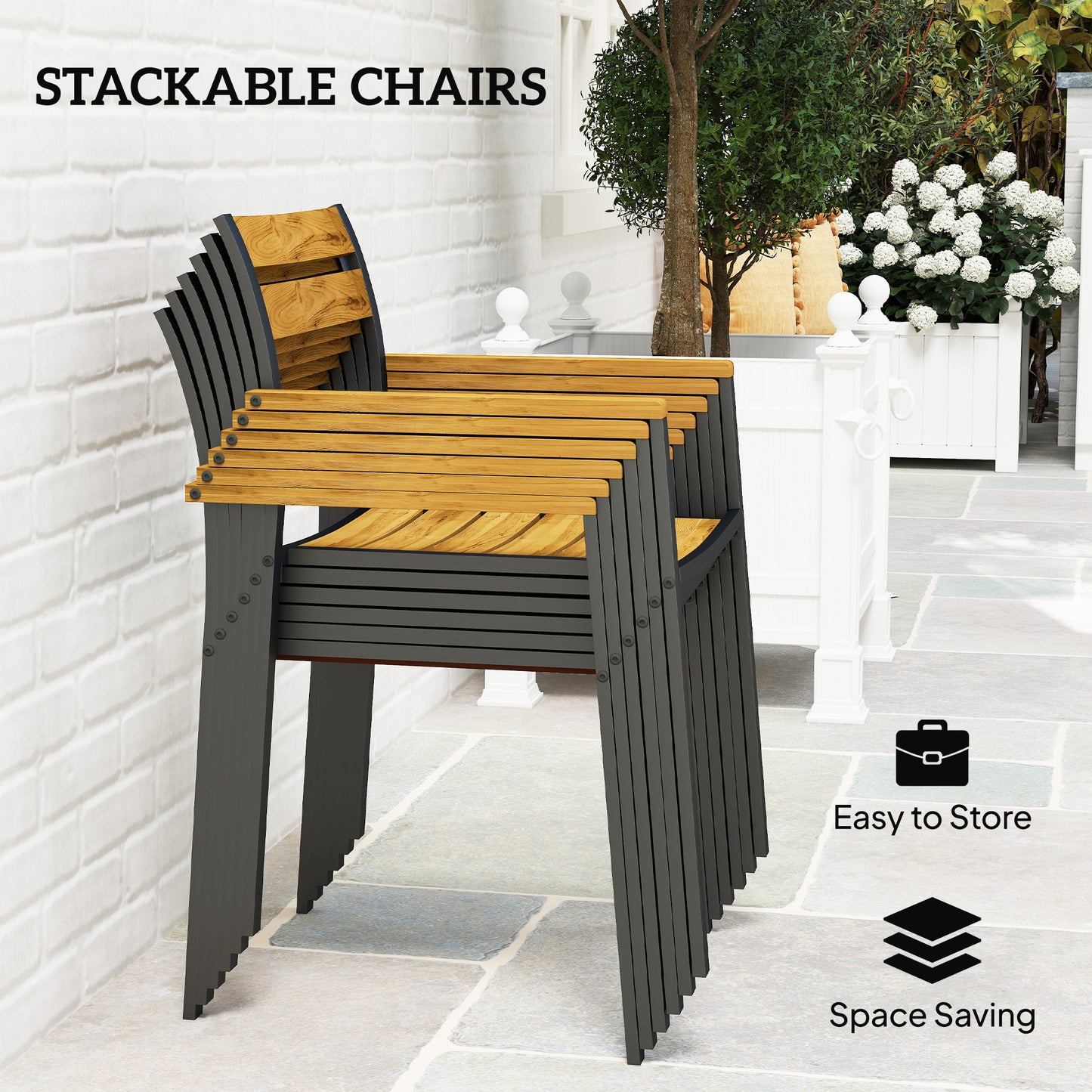 Mafi 6 Seater Wood Panel Outdoor Dining Set Slatted Design