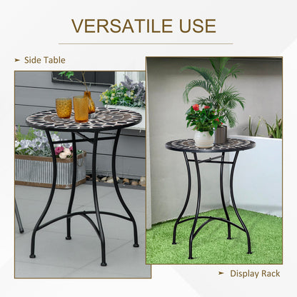 Pamone Metal Black Round Mosaic Outdoor Patio Bistro Table