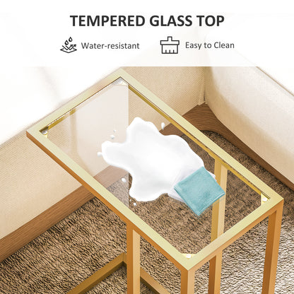 Ramise Gold Metal And Glass Slim C Shaped Side Table