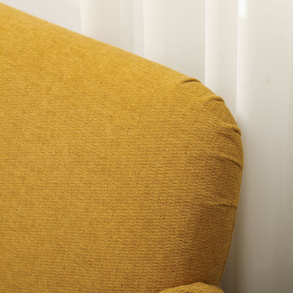 Rorore Yoro Velvet Yellow Compact 2 Seater Sofa With Extra Thick Padding And Wooden Legs