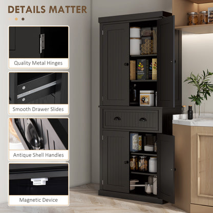 Nafino Wooden Black Freestanding Multi Storage Kitchen Cabinet