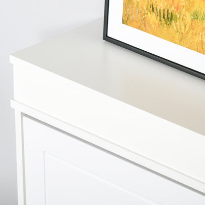 Sozita Wooden White 4 Flip Drawer Shoe Cabinet With Adjustable Shelves For Entryway