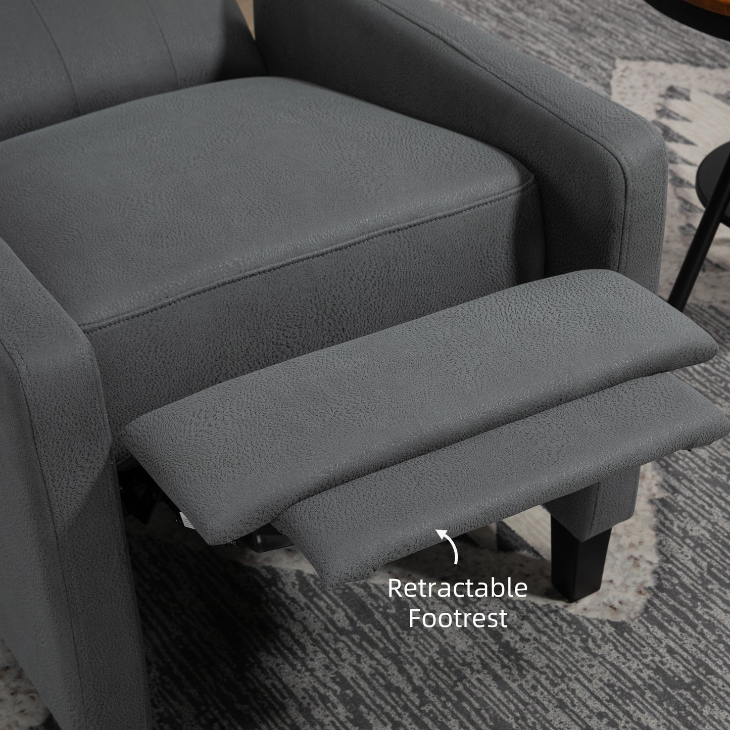 Lino Microfibre Deep Grey Button Tufted Recliner Armchair With Leg Rest