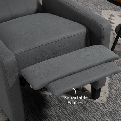 Lino Microfibre Deep Grey Button Tufted Recliner Armchair With Leg Rest