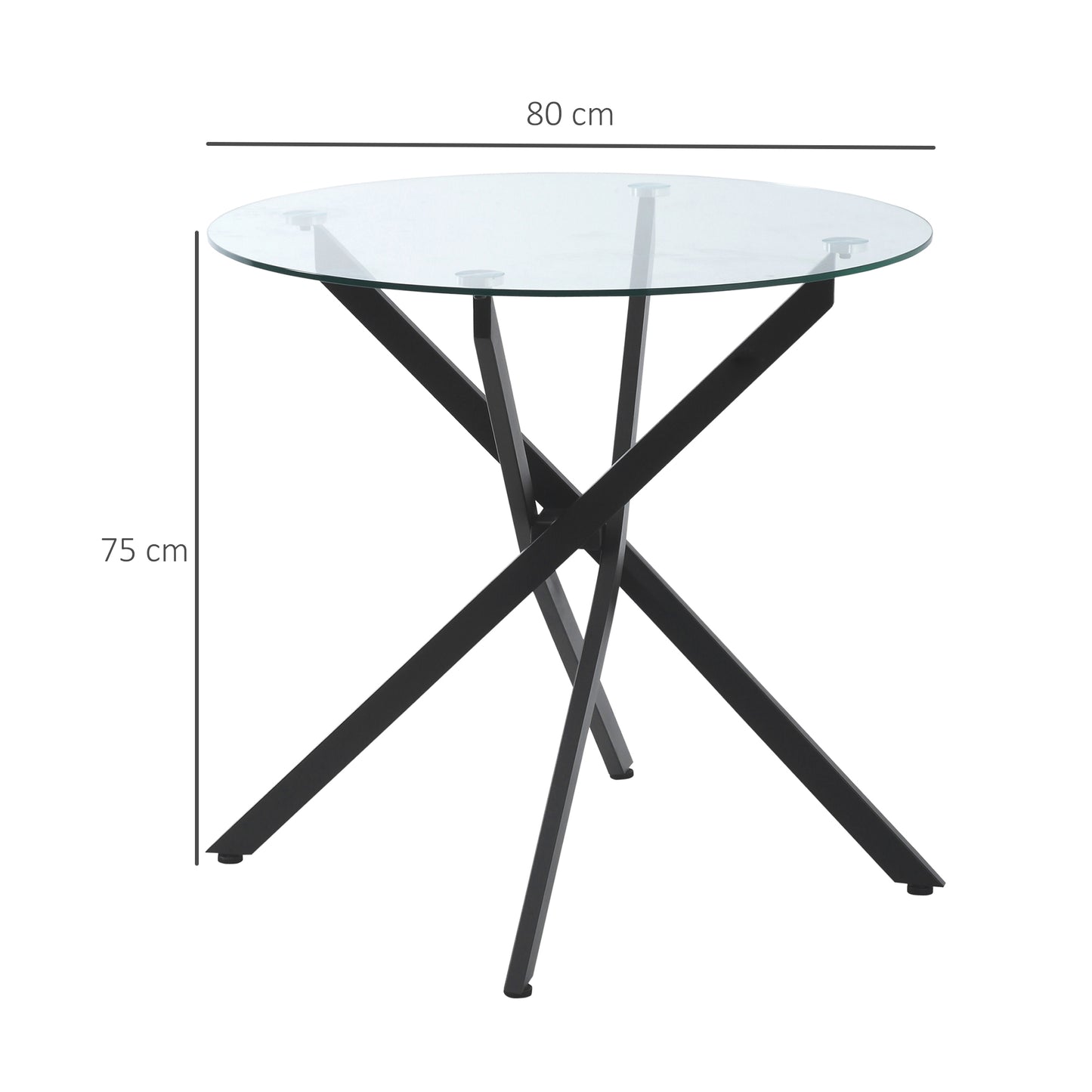 Bama Metal Black Round Glass Dining Table With Clear TemFauxred Top For Living And Dining Rooms
