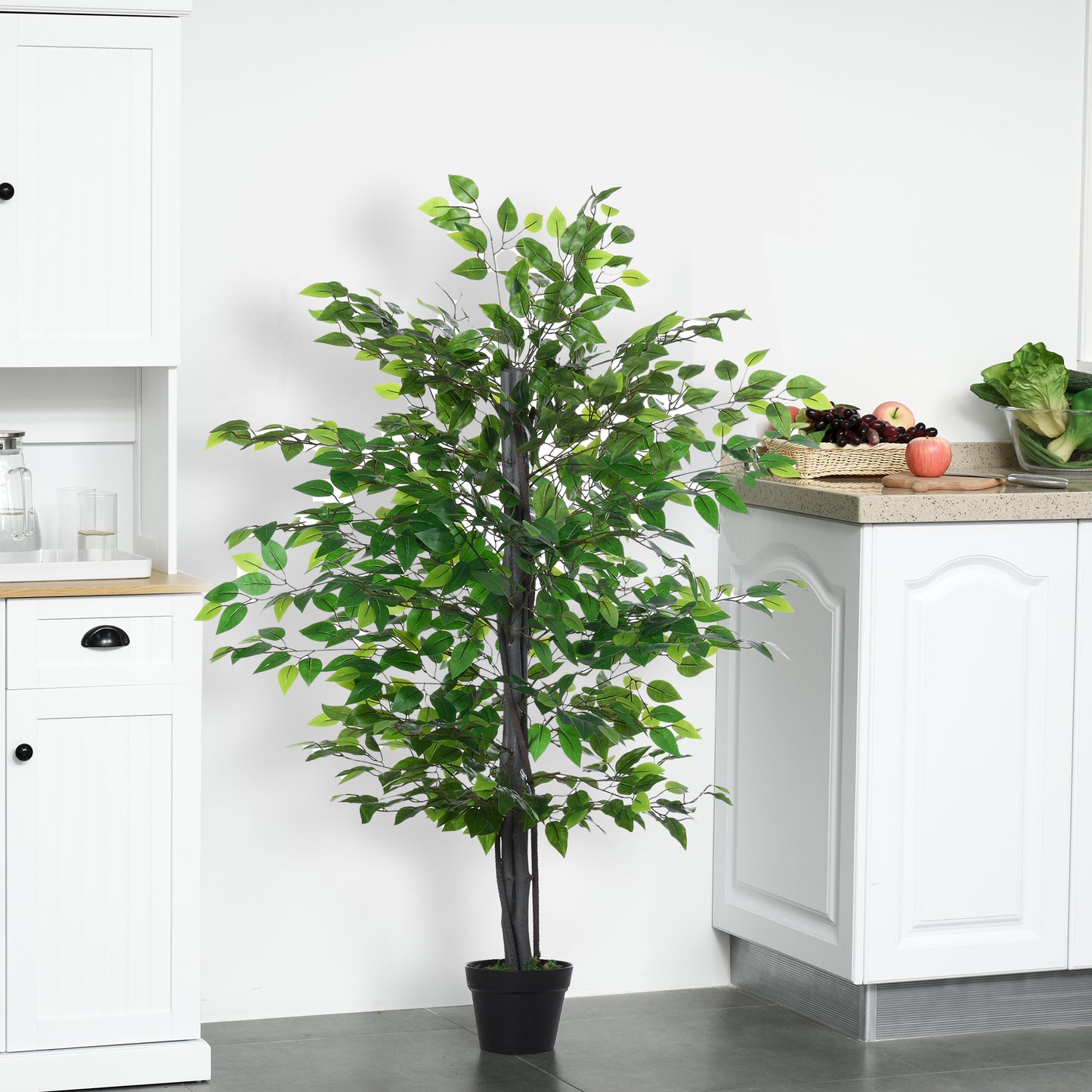 Nito Artificial Rose Style Tree In Purple And White With Decorative Pot