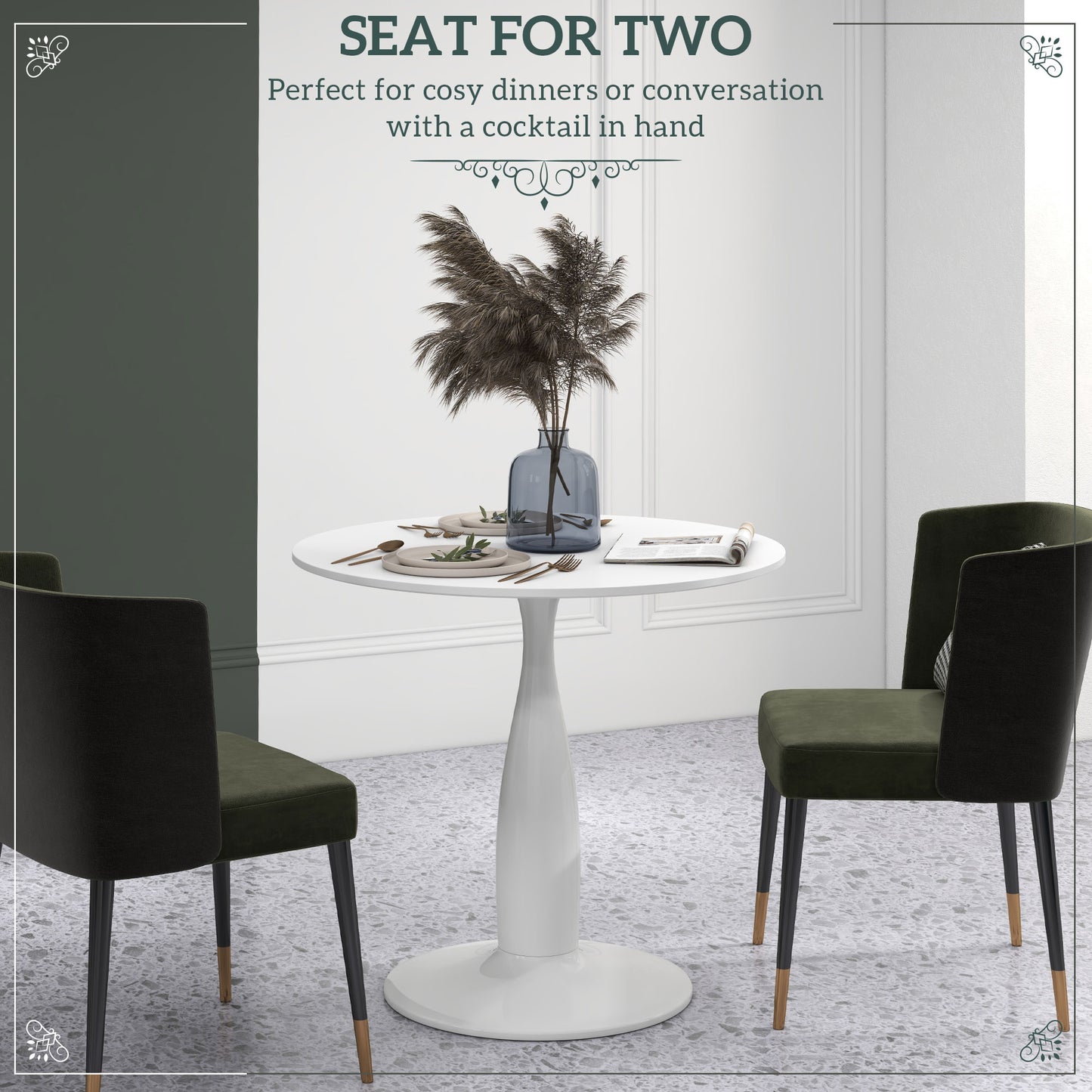 Lusose Metal And Steel Round Dining Table With Minimal Base For Small Dining Areas