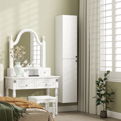 Larena Wall Mounted Slim Bathroom Storage Cabinet With Soft Close Hinges And Double Doors White