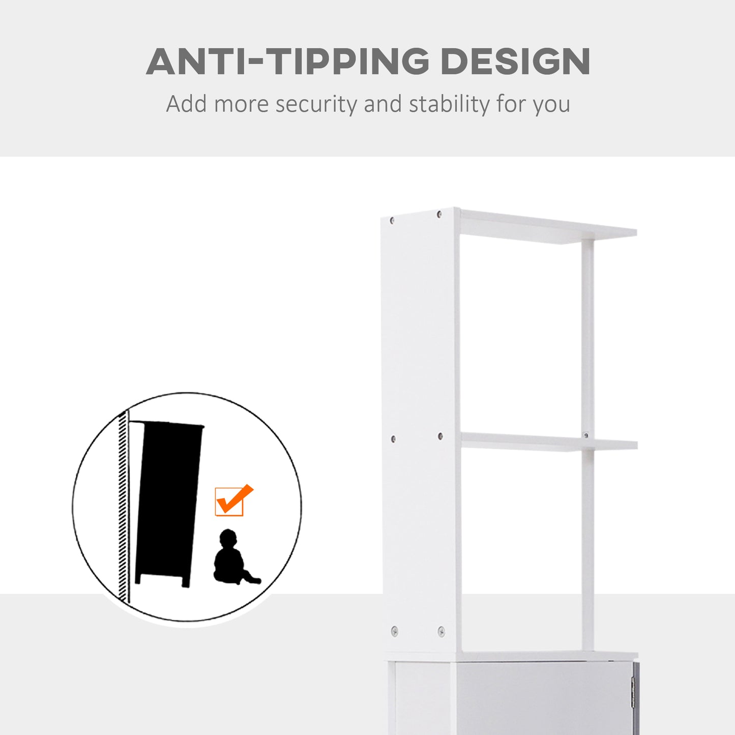 Nenero Tall Freestanding Bathroom Storage Cabinet With Shelves And Drawers White And Grey