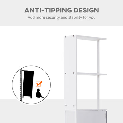 Nenero Tall Freestanding Bathroom Storage Cabinet With Shelves And Drawers White And Grey