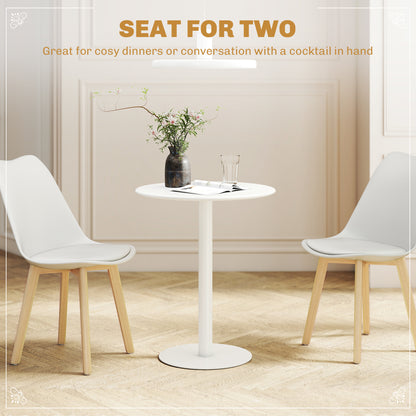 Susuyo Metal And Wood White Round Dining Table With Steel Base 60 x 60 cm