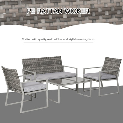 Kelusu Rattan 5 Seater Garden Furniture Sofa Set with 2 Armchairs and Coffee Table