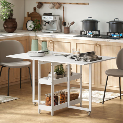 Luloso Wooden White Drop Leaf Dining Table Seating 4