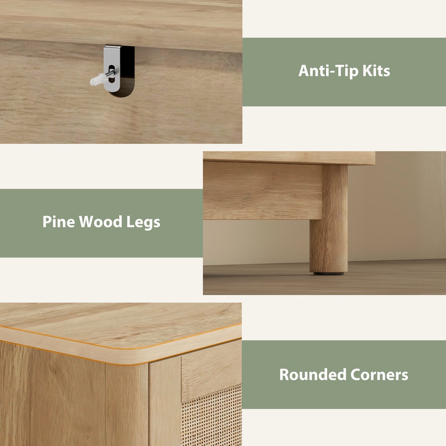 Zima Wood Oak Finish 3 Drawer Storage Chest 76 cm Wide