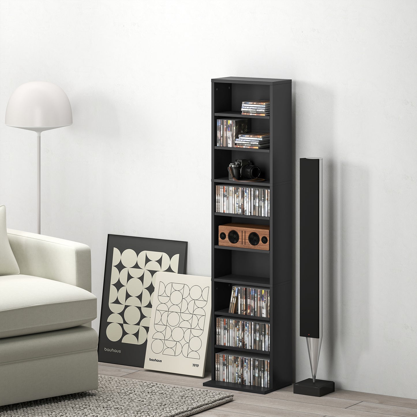 Veka Wood Black Narrow CD Storage Unit With 260 Disc Capacity