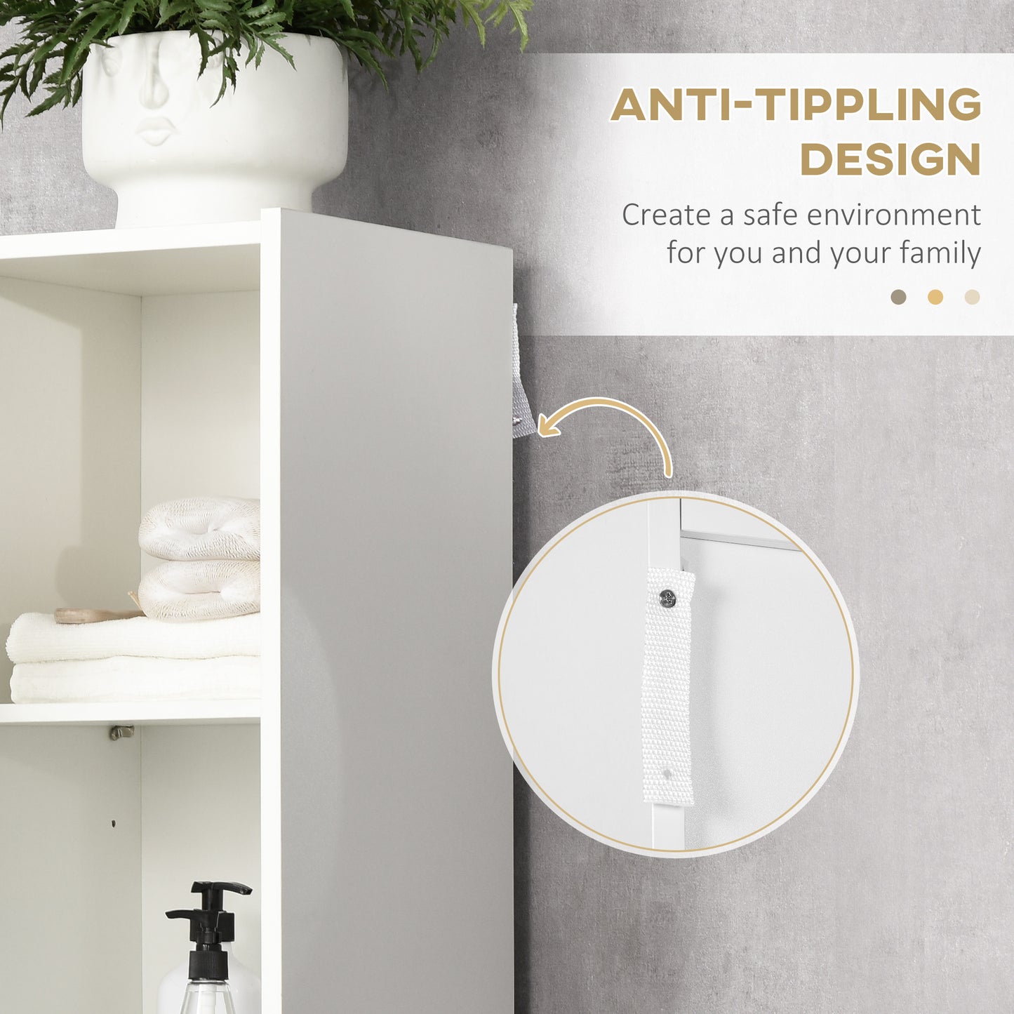 Moka Tall Freestanding Bathroom Cabinet With 5 Tier Adjustable Shelving White