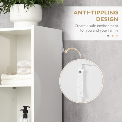 Moka Tall Freestanding Bathroom Cabinet With 5 Tier Adjustable Shelving White