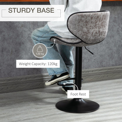 Lila Microfiber Grey Adjustable Swivel Bar Stools Set Of 2 With Armless Design