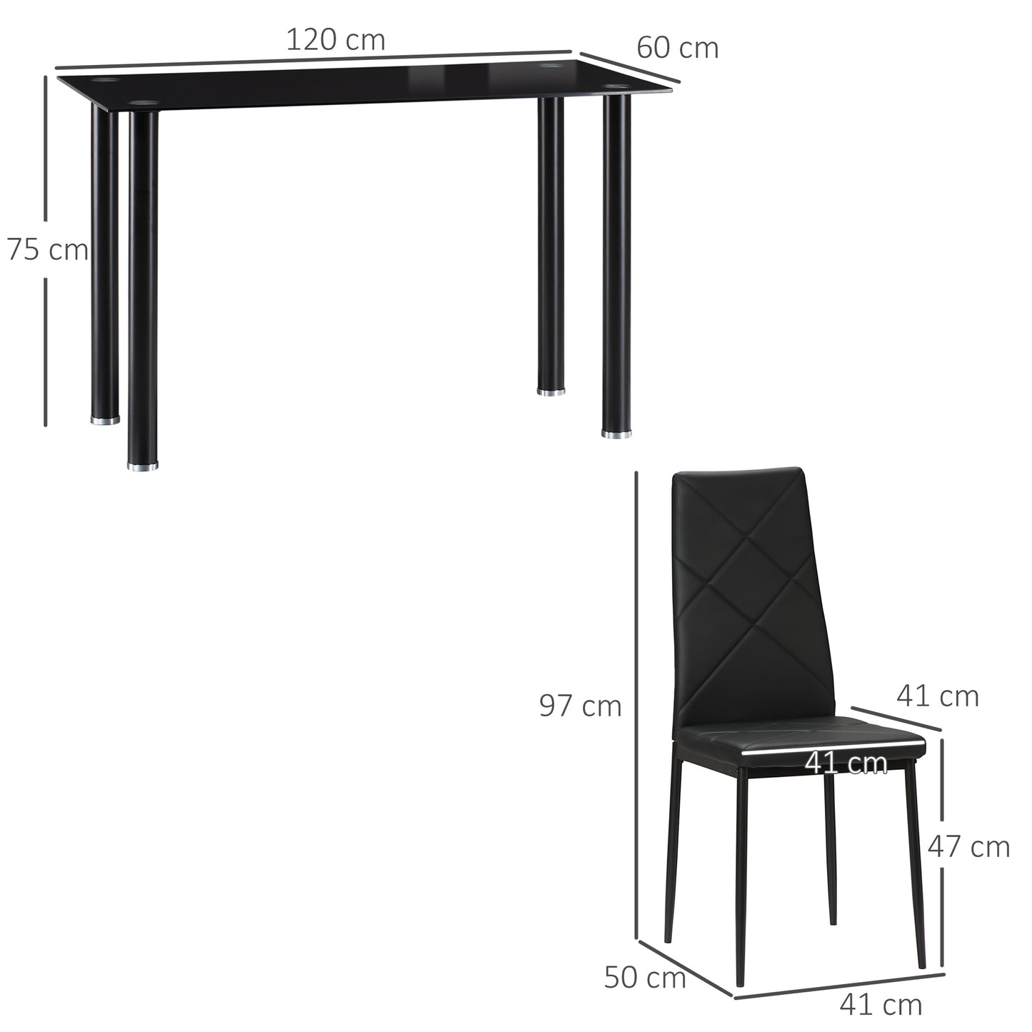 Zinelalo Metal And Wooden Black Modern 5 Piece Dining Table Set For 4