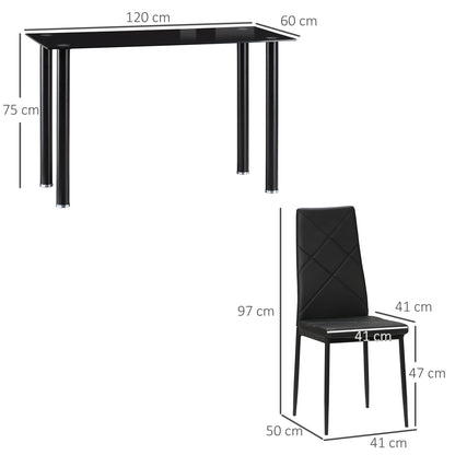 Zinelalo Metal And Wooden Black Modern 5 Piece Dining Table Set For 4
