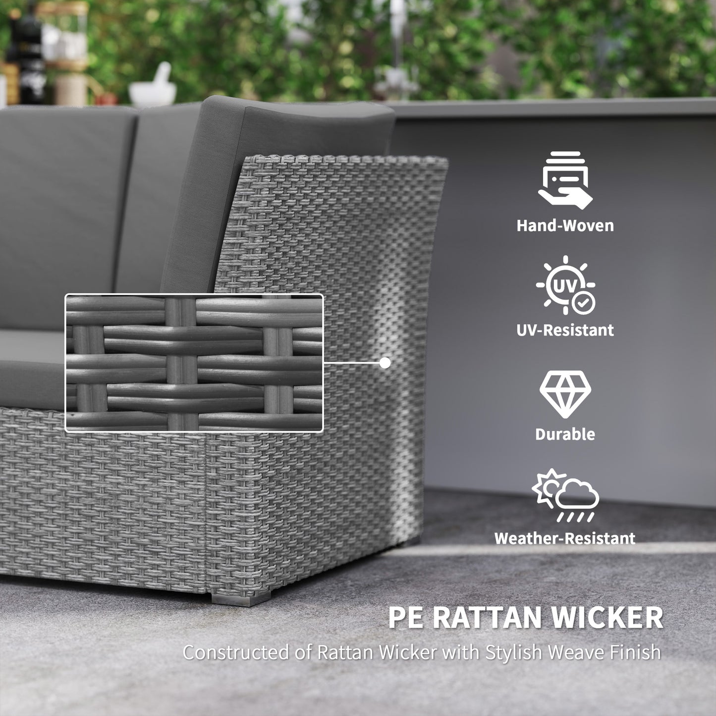 Nomiri 10 Seater Rattan Light Grey Outdoor Garden Sofa Set With Extendable Dining Table