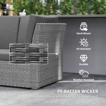 Nomiri 10 Seater Rattan Light Grey Outdoor Garden Sofa Set With Extendable Dining Table