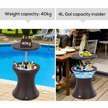Vesara Rattan Brown Ice Bucket Garden Bistro Table
