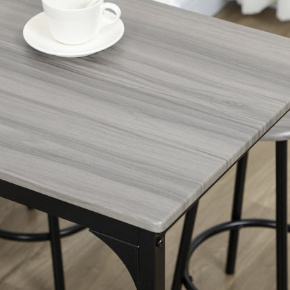 Finani Wooden Grey And Black 5 Piece Industrial Bar Table And Stool Set
