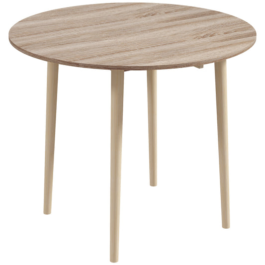 Leva Difi Solid Wood Natural Round Folding Dining Table Seating 4 With TaFauxred Legs