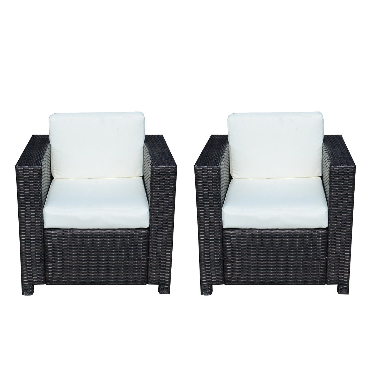 Vamino Black Rattan Set Of 2 Armchairs With Woven Finish (Table Not Included)
