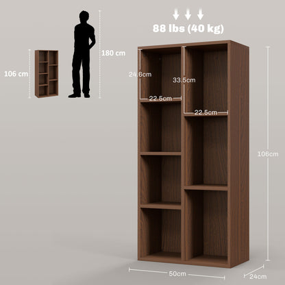 Nofivi Yofa Wood Walnut Effect 7 Cube Storage Bookcase