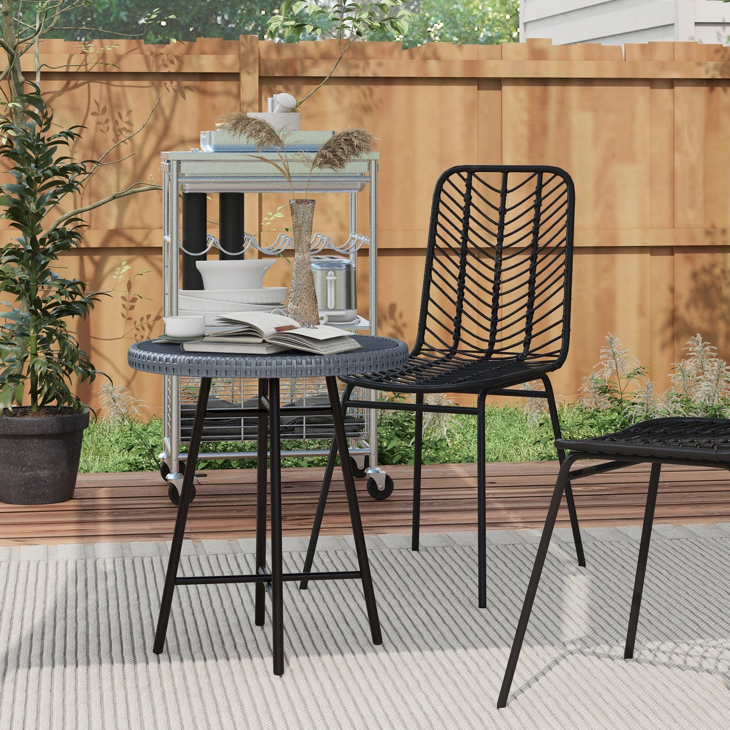 Eldoyo Grey Rattan Outdoor Garden Bistro Table
