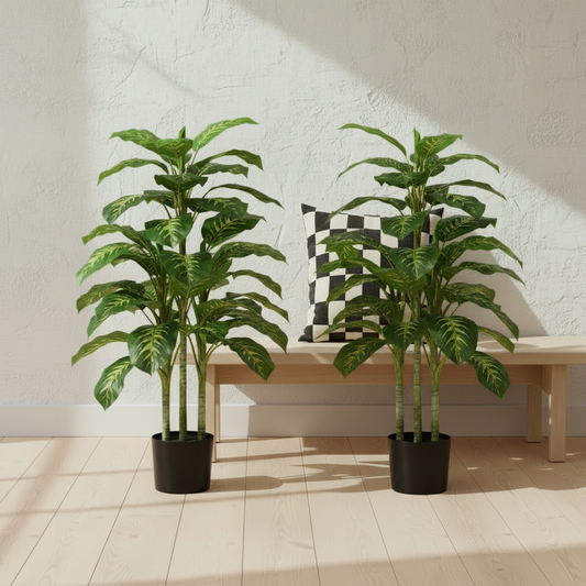 Sulono Set Of 2 Artificial Evergreen Style Trees Supplied In Nursery Pots Green