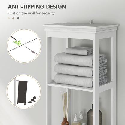 Ralo Tall Slim Bathroom Storage Cabinet With OFauxn Shelves Drawer And Soft Close Door White