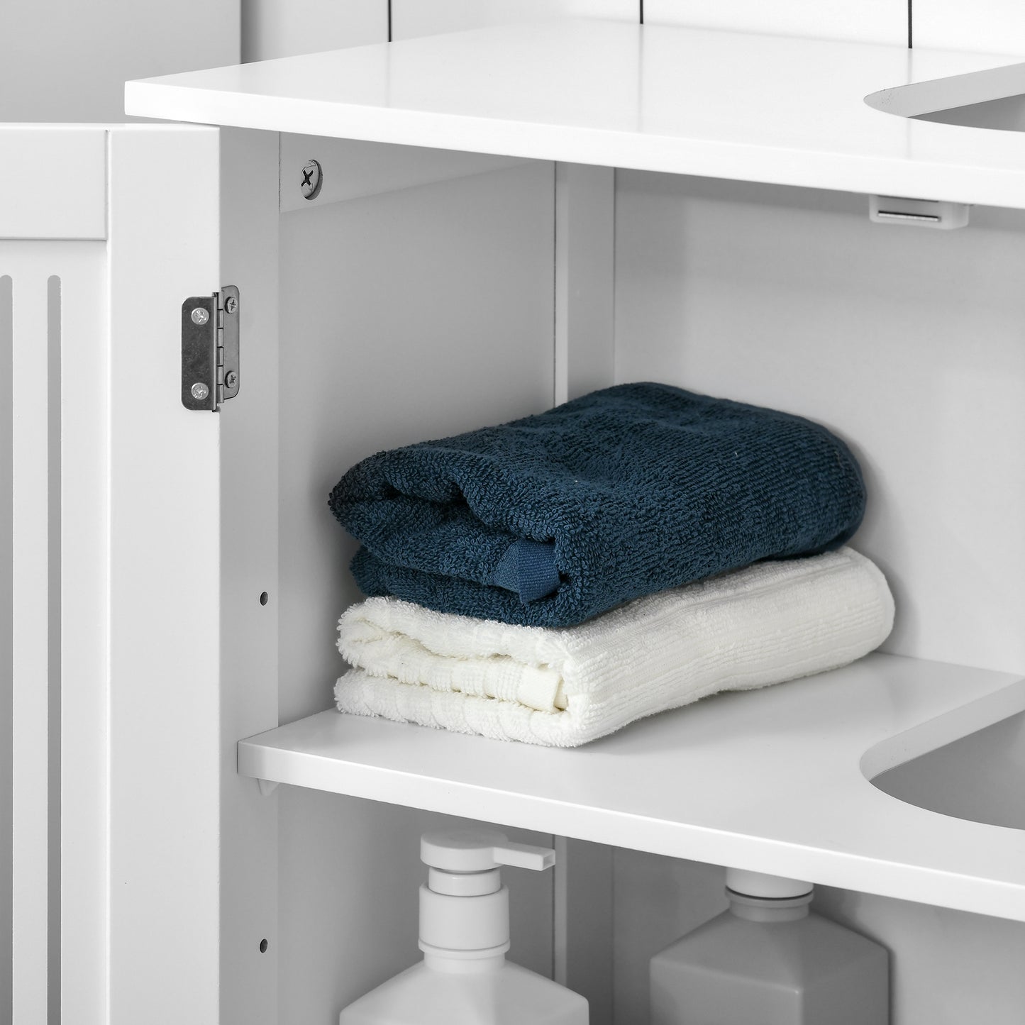 Novaso White Under Sink Vanity Unit With Double Doors And Adjustable Shelving Modern Design