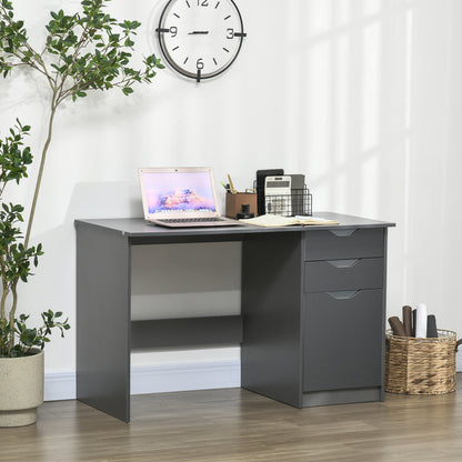 Sareco 120cm High Gloss Grey Home Office Desk With Drawers And Storage Cabinet
