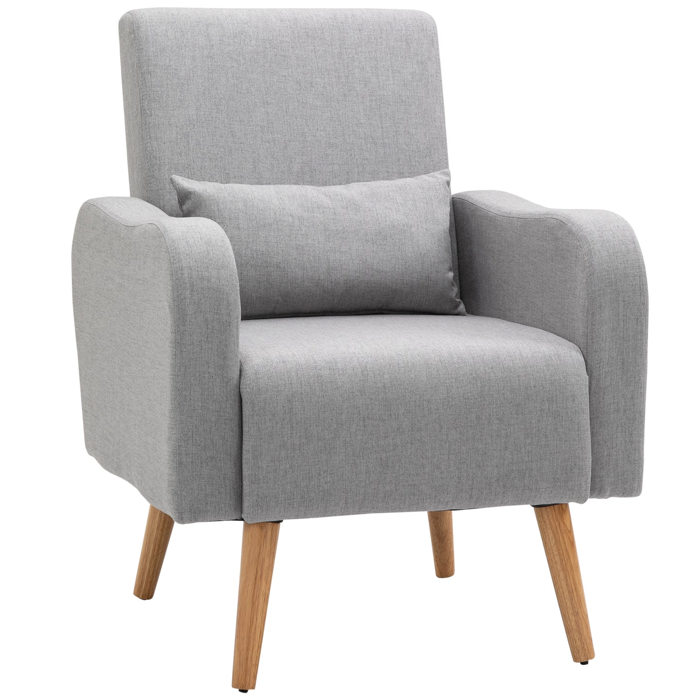 Ziha Niri Linen Effect Light Grey Accent Armchair With Cushion