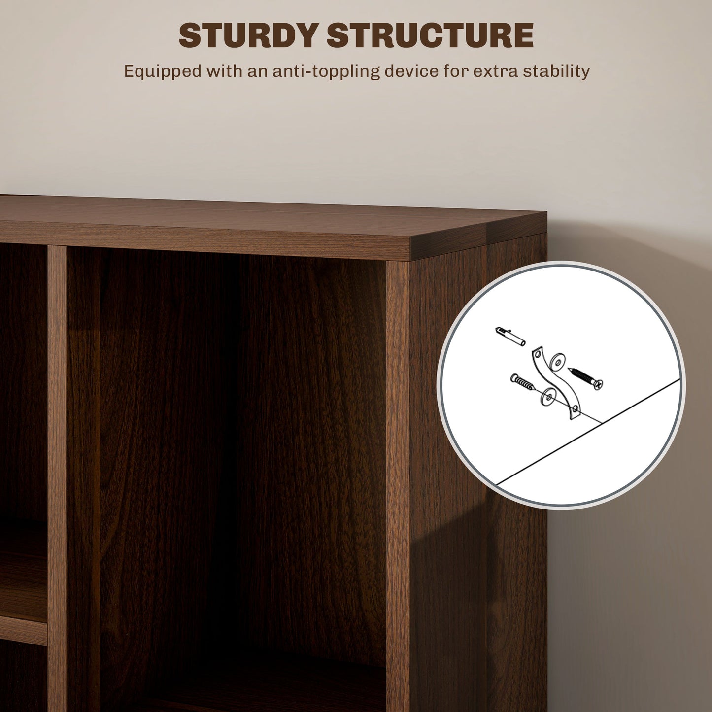 Nofivi Yofa Wood Walnut Effect 7 Cube Storage Bookcase