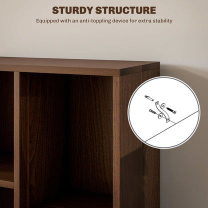 Nofivi Yofa Wood Walnut Effect 7 Cube Storage Bookcase