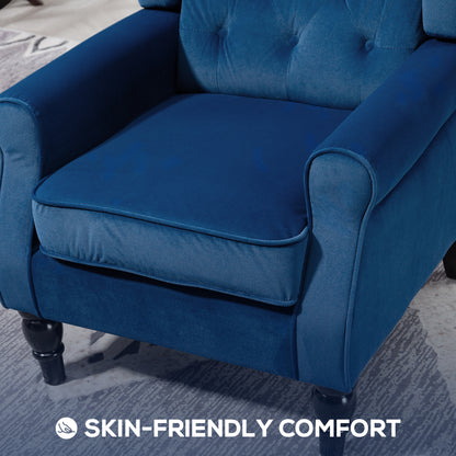 Topano Blue Retro Wingback Accent Armchair With Diamond Button Tufted Upholstery