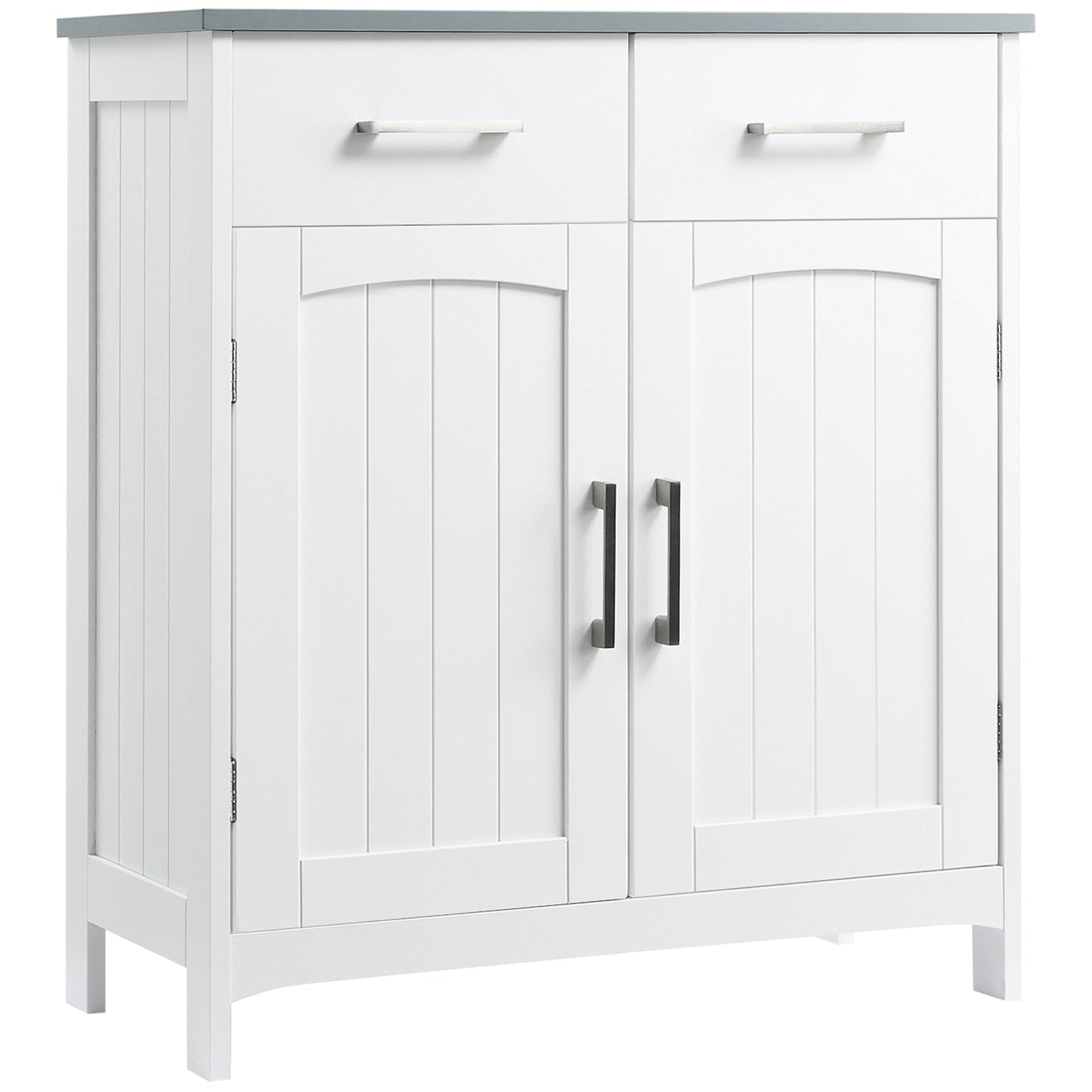 Tova White Bathroom Storage Cabinet With 2 Drawers Double Doors And Adjustable Shelves