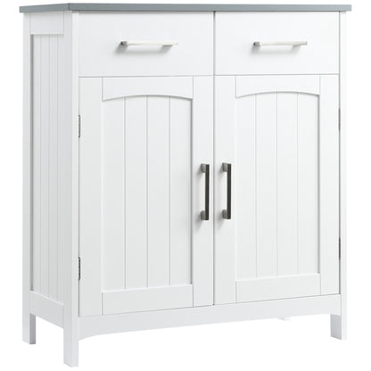 Tova White Bathroom Storage Cabinet With 2 Drawers Double Doors And Adjustable Shelves
