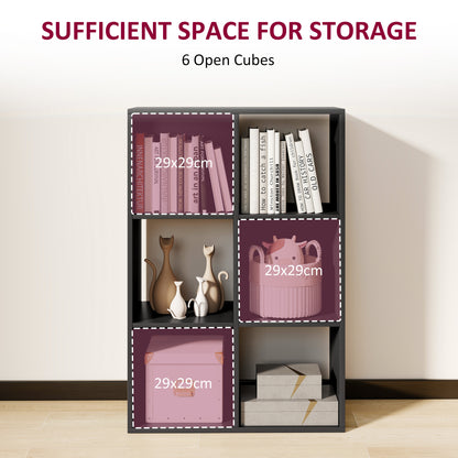 Vasutte Wooden Black 6 Cube Storage Bookcase