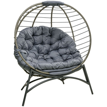 Ranido Grey Rattan Freestanding Folding Egg Chair With Bottle Holder